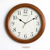 SEIKO木紋粗框圓型時鐘